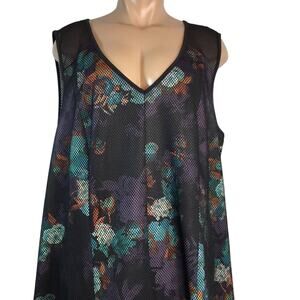 Spenser Jeremy Woman Mesh & Floral Sleeveless Dress Size 3X‎ Goth Witchy Mesh